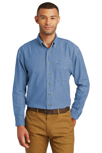 Port & Company® SP10 Long Sleeve Value Denim Shirt